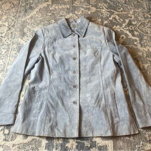 Kate Hill Light Gray Blue Leather Jacket